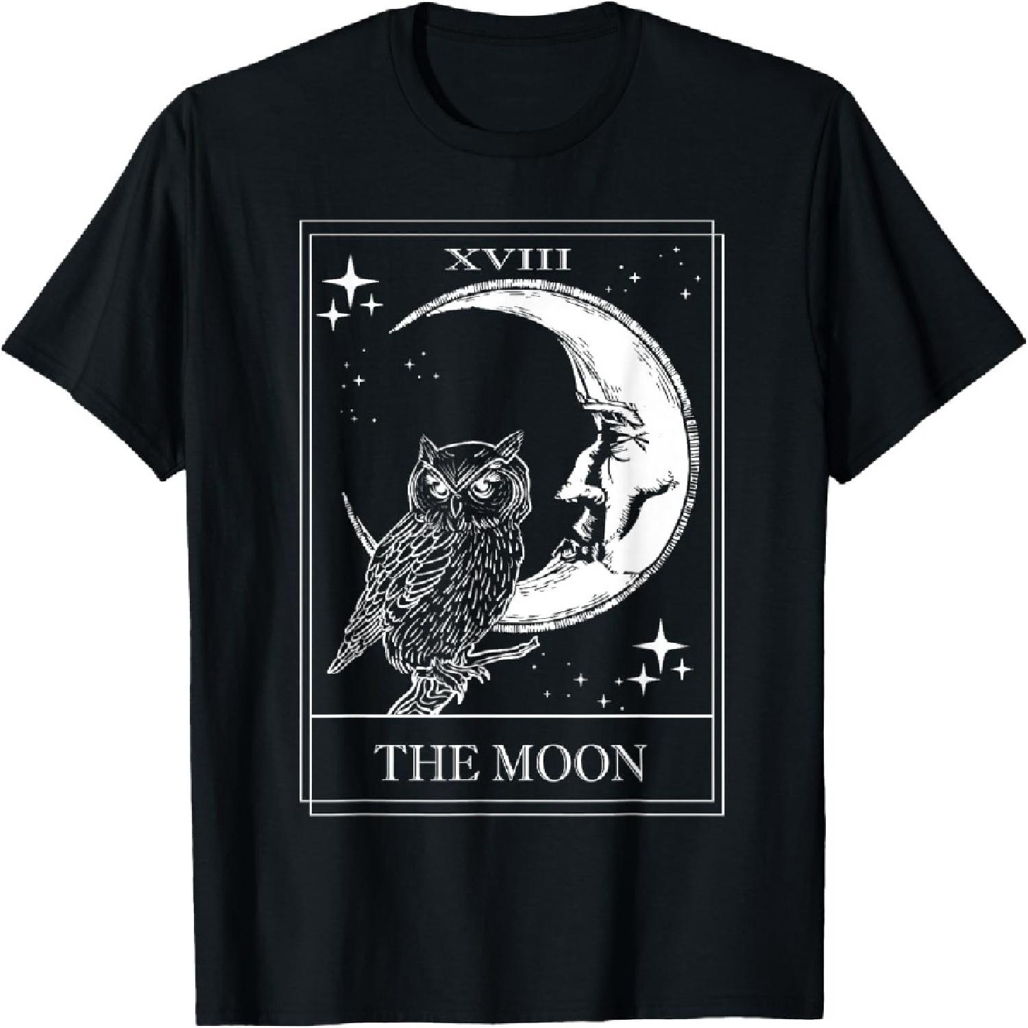 

Goth Tarot Card crescent moon XVIII 18 with Owl T-Shirt XXXXXL чорний