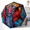 1pc Dragon StainedGlass Automatic Open/close Umbrella, 8-Rib Sturdy Structure, Portable Travel Umbrella, Parties, Everyday Use 092