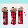 Festive Christmas Red And Black Checkered Wine Bottle Cover For Holiday Home Decor
