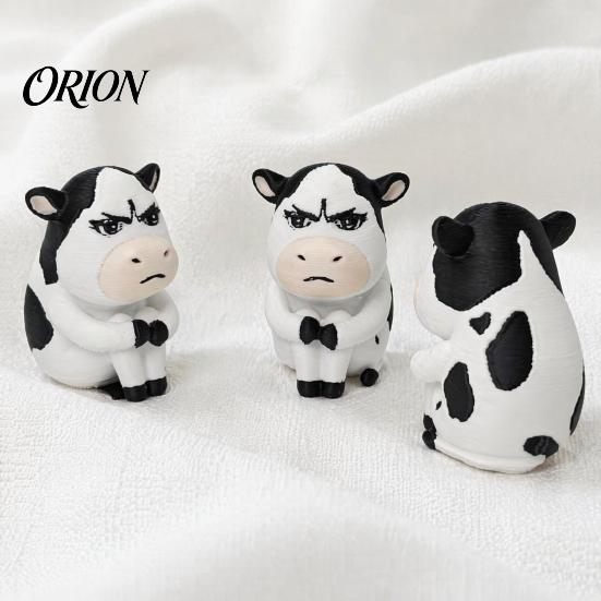 Cow Desk Accessory 3D Printed Dairy Figurine, Cartoon Cattle Statue for Decor, Collectible Figure Mini Sculpture Home Office, Gift Animal Lovers