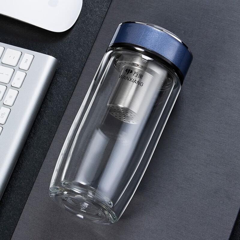 WANXIANG Double Wall Glass Tea Infuser Tumbler