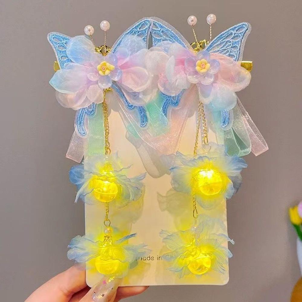 2pcs/set Extra Large Faux Flower Hairpin Silk Ancient Hair Ornaments  Children s Use синий