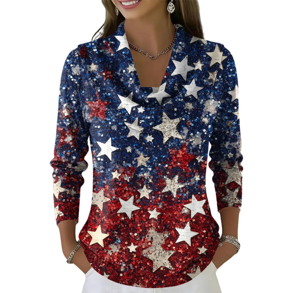 Women's Casual And Fashionable Round Neck Long Sleeved Printed Top Sweater