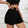 Women's Summer New Casual Temperament Pure Colour High Waist Tie Wide Leg Shorts