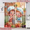 2D flat printing 2pcs Curtain Drapes Kids Cooking Together Digital Printed Polyester Drapes Festive Curtains for New Year