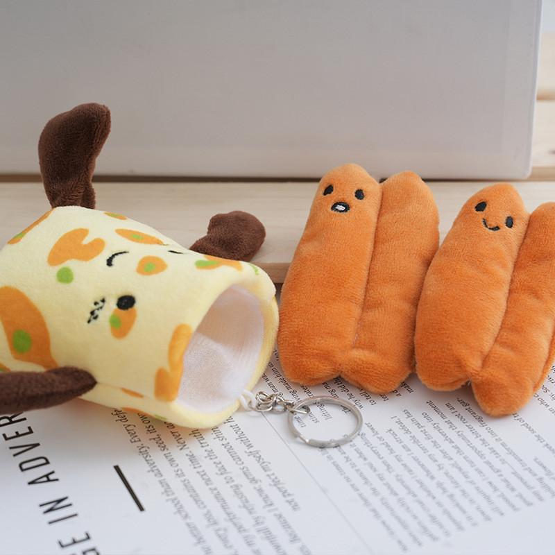 Adorable Yellow Plush Keychain Toy With Delicious Pancake And Meat Design Perfect For Collectors