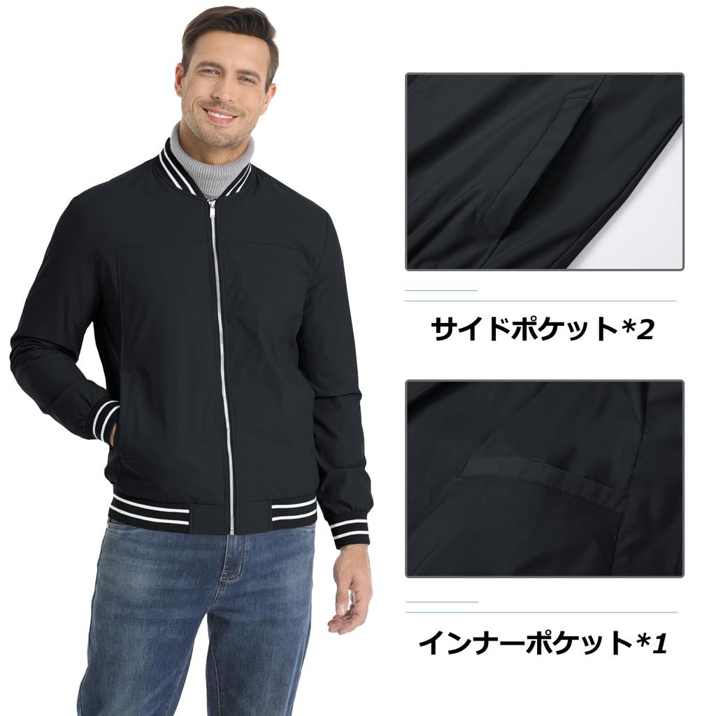 KEFITEVD Lightweight Pilot Baseball Plus Business Size XL Men's Jacket, Autumn/Winter Jacket, Sizes, Lightweight, Windproof, Jacket, Black,