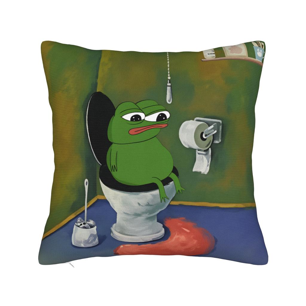 Sad Pepes Frog Hot Square Pillow Case Funny Meme Cushion Cover Novelty Zippered Decor Throw Pillow Case Cover for Seat 18"