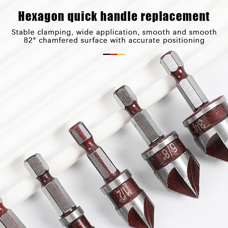 Hole Opener Chamfer Drill Bit Hex Shank Woodworking Chamfering Tool 82Celsiusountersink Precise Multi-Size Countersink Bits