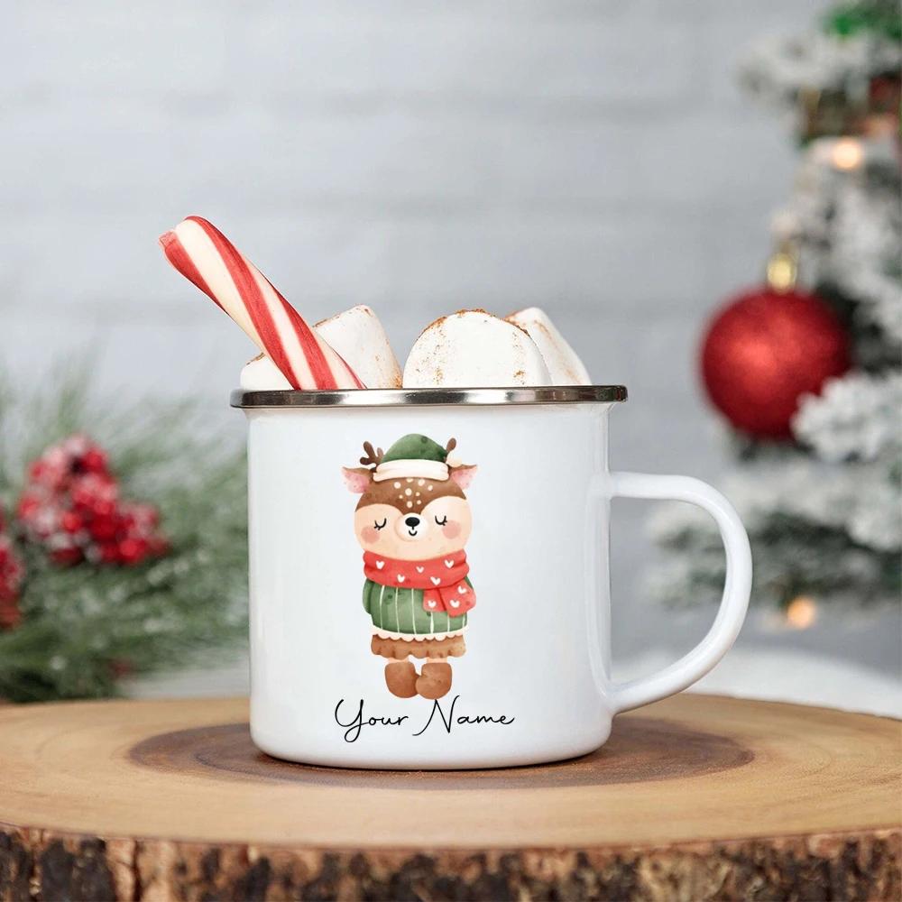 Personalised Christmas Childrens Hot Chocolate Mug Kids Xmas Enamel Mug Stocking Stuffer Gift Christmas Eve Box Ideas Gift