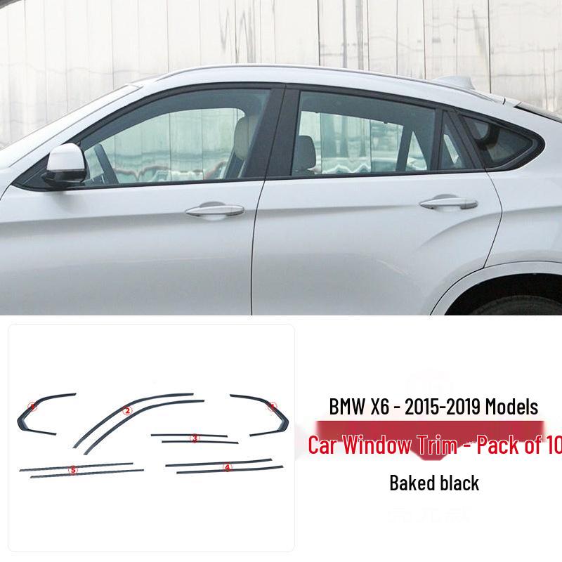 Black Window Trim & Door Frame Strip for BMW 3, 5 Series, X3, X5, X6 - Decorative Black Warrior Edition.