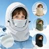 Fleece Lined Neck Warmer Mask Adjustable Drawstring One-piece Hat Scarf New Children's Hats