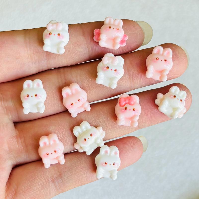 22 Pieces Cartoon Resin Mini Bow Wings Rabbit Nail Decoration Diy Set, Suitable For Nail And Jewelry Making A117