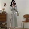 Lingerie Style Lace Hooded Sweatshirt And Midi Skirt Set For Casual Wear