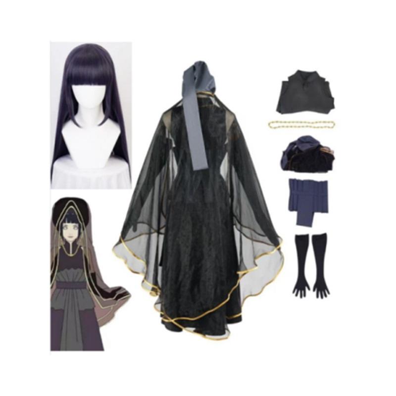 The Last Hyūga Hinata Black Wedding Dress Cosplay Anime Clothing Halloween Costumes For Women Gothic Black Dresses ACGN Party