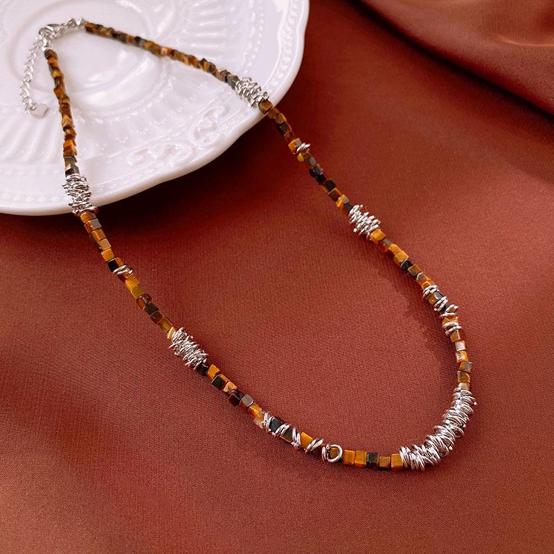 

2024 Ретро Квадратное Ожерелье «Тигровый глаз» - Высококлассное Универсальное Женское Украшение