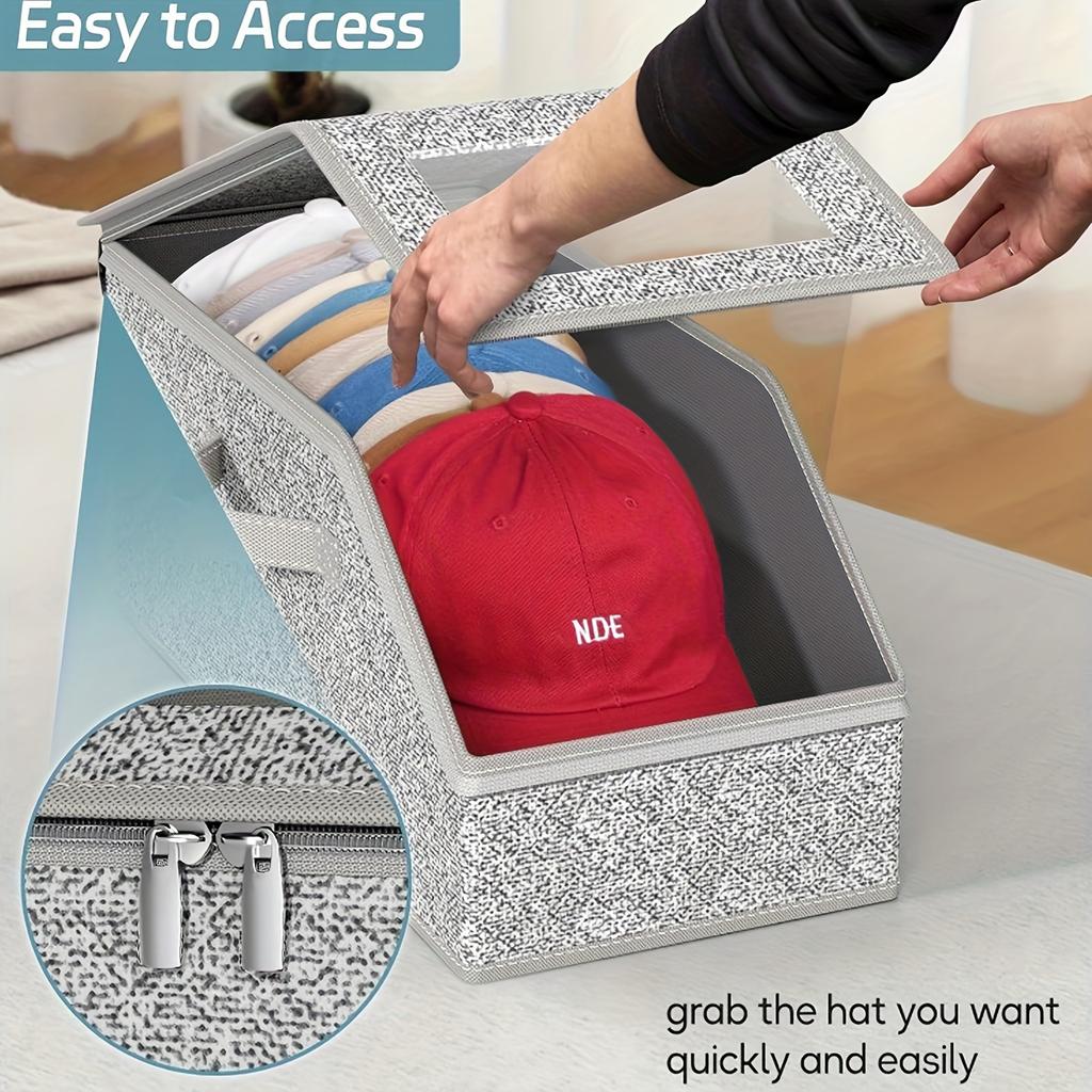 Stackable Baseball Hat Storage Box Foldable, Cardboard,Large Capacity,Ideal for Home/Wardrobe/Travel,Great for Storage Display.