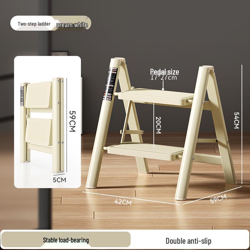 3-Step Lightweight Telescopic Folding A-Frame Ladder for Indoor Use