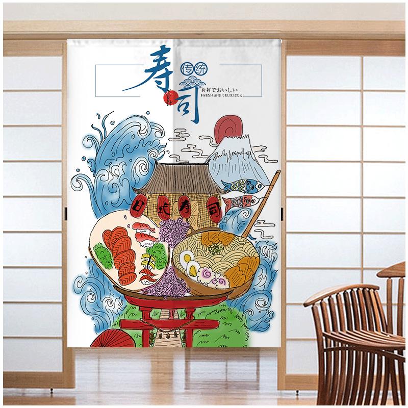 Japanese Sushi Door Curtain Partition Kitchen Doorway Decorative Drapes Cafe Restaurant Entrance Noren Half-Curtain
