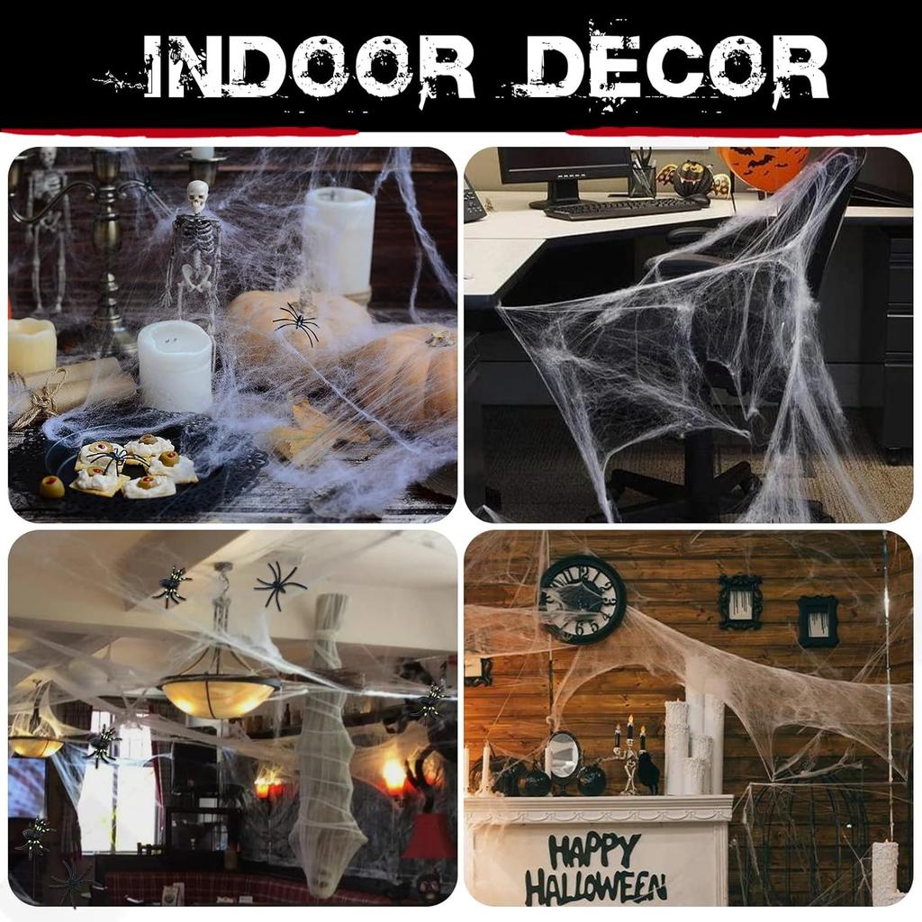 200 sqft Spider Webs Halloween Decorations with Fake Spiders, Super Stretch Cobwebs for Halloween Indoor and Outdoor Party
