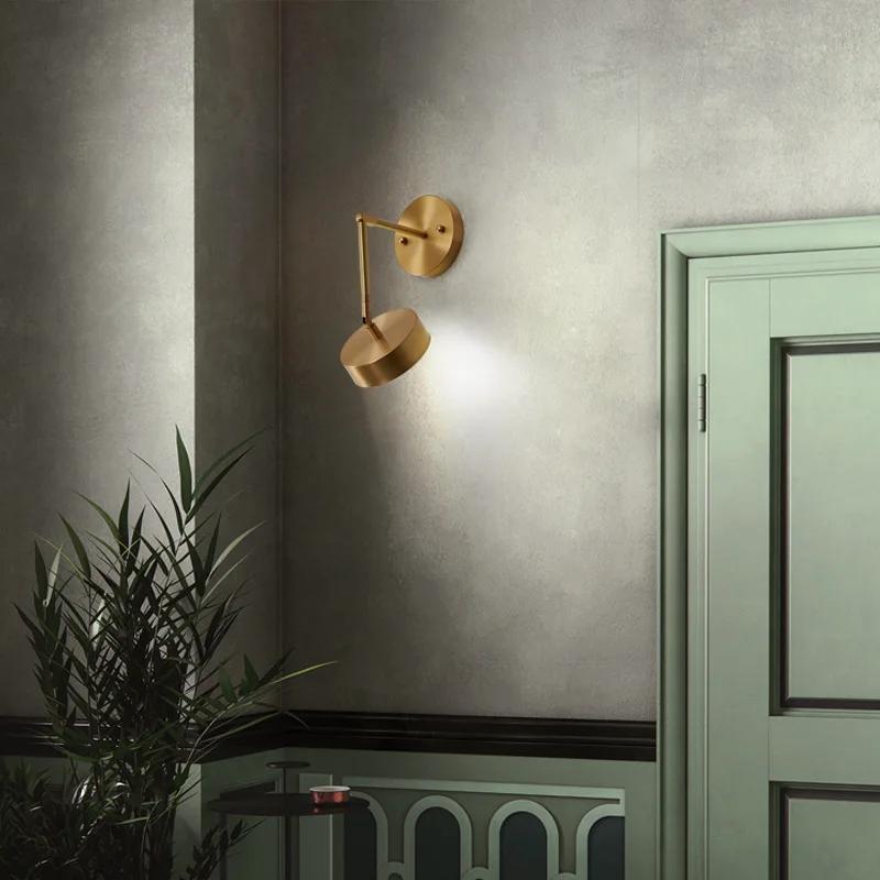 Nordic Led Wall Lamp Bedside Living Room Aisle Lighting Background Sconce Gold Study Bedroom Study Simple Rotating Decor Light