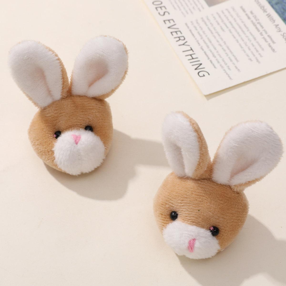 

2Pcs Little Bears Plush Stuffed Plaything Doll Animation Small Cute Plush Rabbit Head Plush Doll Duckbill Clip Decorative Accessories Gift