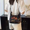 Yogodlns Retro Embroidery Crossbody Bags Adjustable Shoulder Straps Fashion Bucket Purses Small Satin Handbag