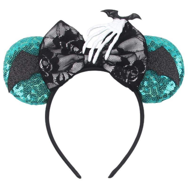 Halloween Mouse Ears Headband Sequins Bow Hairband For Women Featival Party DIY Hair Accessories Boutique