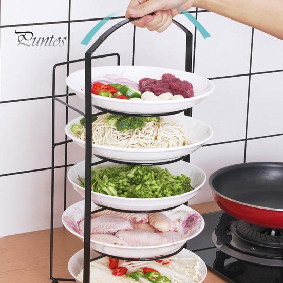 Dish Storage Rack Multi-Layer Design Large Capacity Rustproof Corrosion Resistant Kitchen Countertop Storage Holder Food Preparation Rack