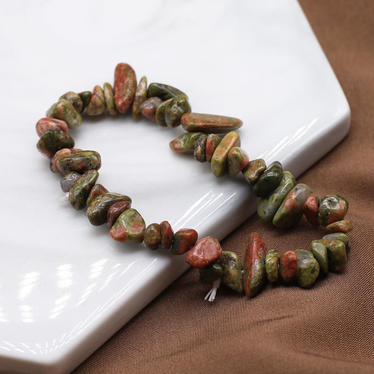 

Новый стиль женский браслет из натурального камня унакит/эпидот/крапчатый камень гравийный браслет для женщин цепочка для подарков на день рождения 18 см 18CM