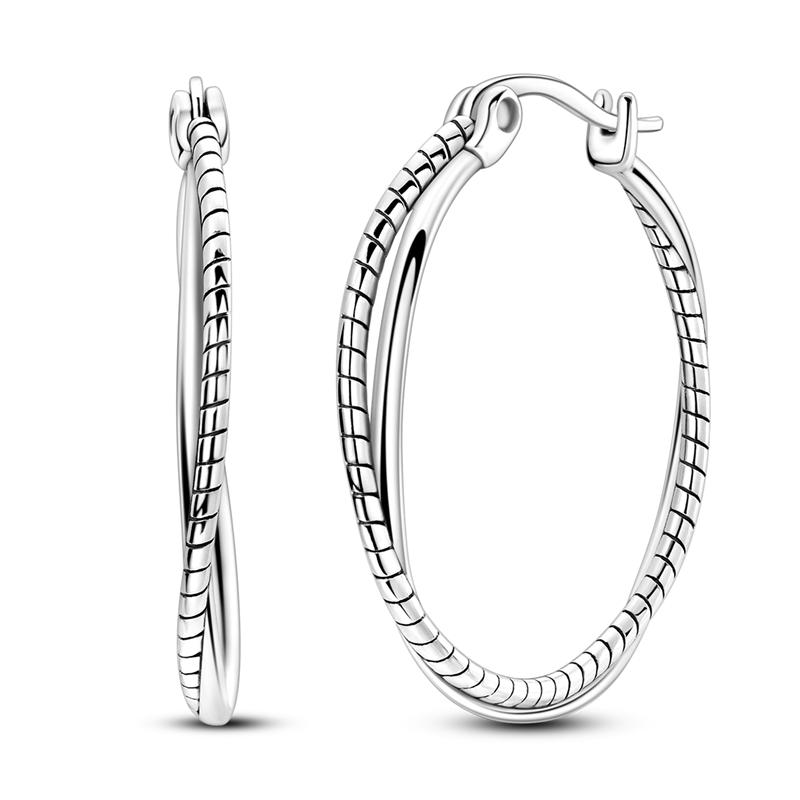 925 Sterling Silver Shining Zircon Earring Sparkling Simple Bow Irregular Curve Hoop Earring Fashion Jewelry Gifts for Women Men