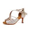 Mode Damen Latin Tango Salsa Tanzschuhe High Heels Indoor helles Leder offene Zehen Tanzschuhe mit Absätzen 7,5 cm