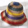 Straw Hat Female Summer Ins Wind Colored Striped Woven Sun Hat Hand Woven Vacation Beach Sun Hat