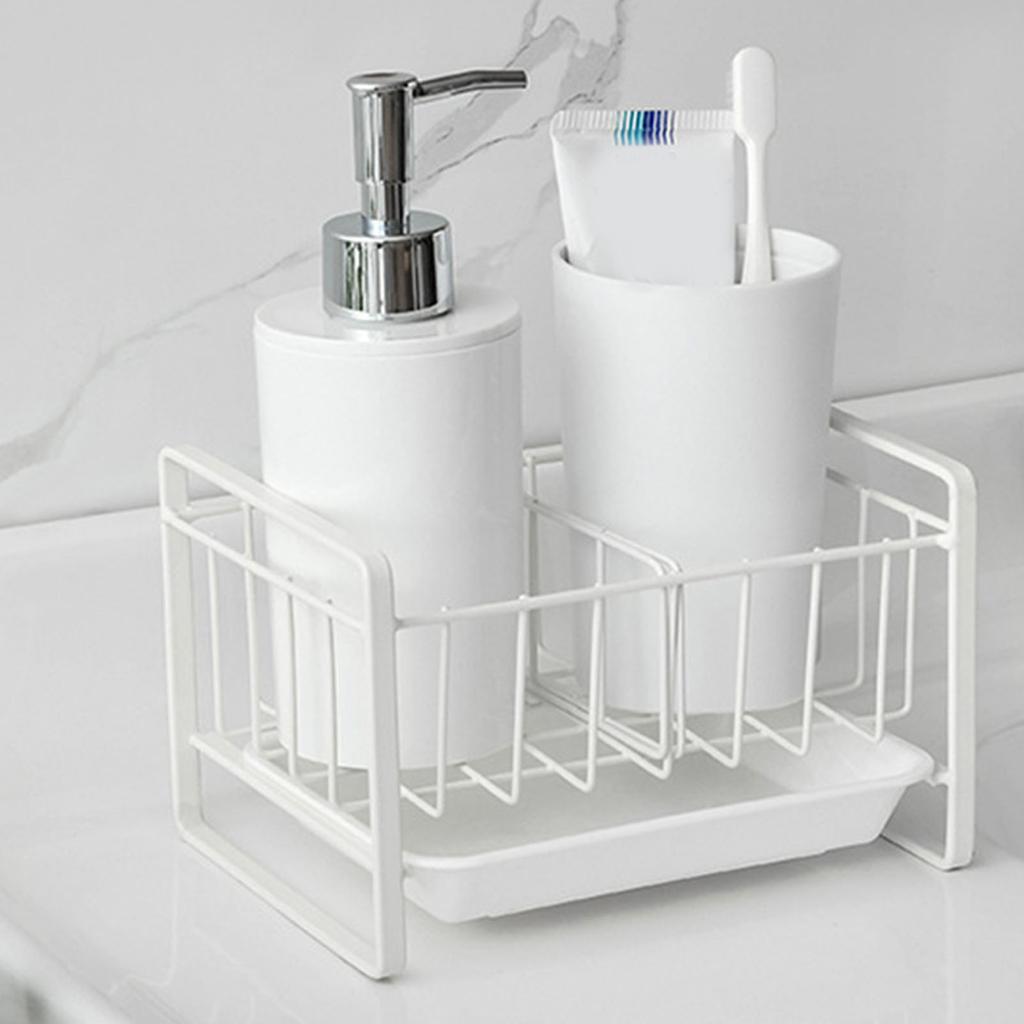 Küchenspülen-Organizer Eisen Theken-Schwammhalter Spülbecken-Caddy mit abnehmbarer Abtropfschale für Haushalt