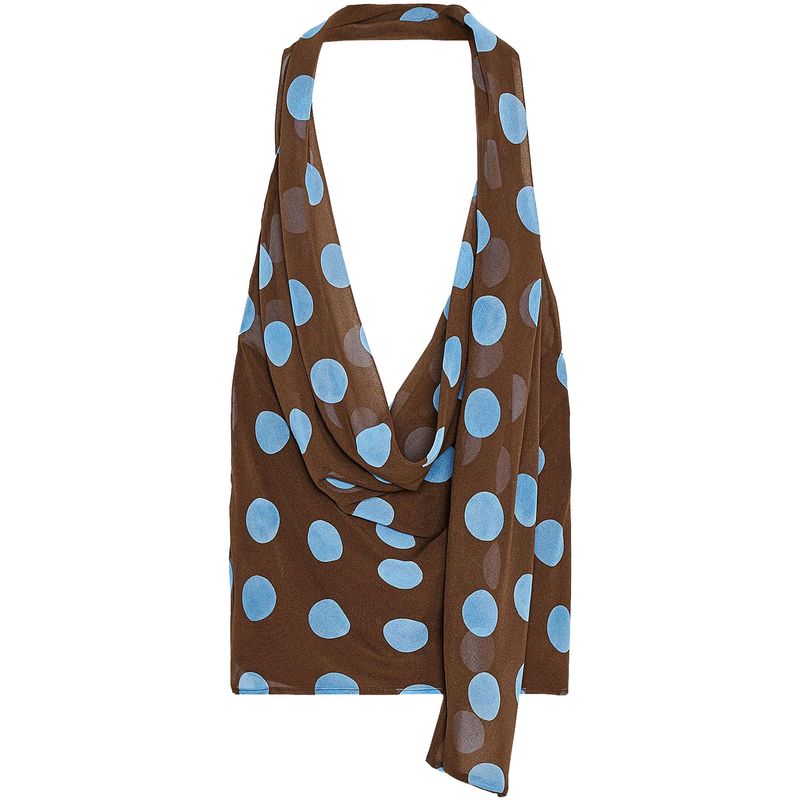 Zaprha 2025 New Sexy Seaside Holiday Style Thin Scarf Ribbon Polka Dot Hanging Neck Top Women 3756352