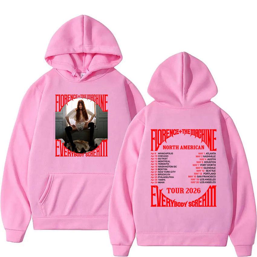 Rock Band Florence The Machine Everybody Scream Tour 2026 Hoodie Unisex Punk Hip Hop Fashion Pullover Sweatshirt Streetwear