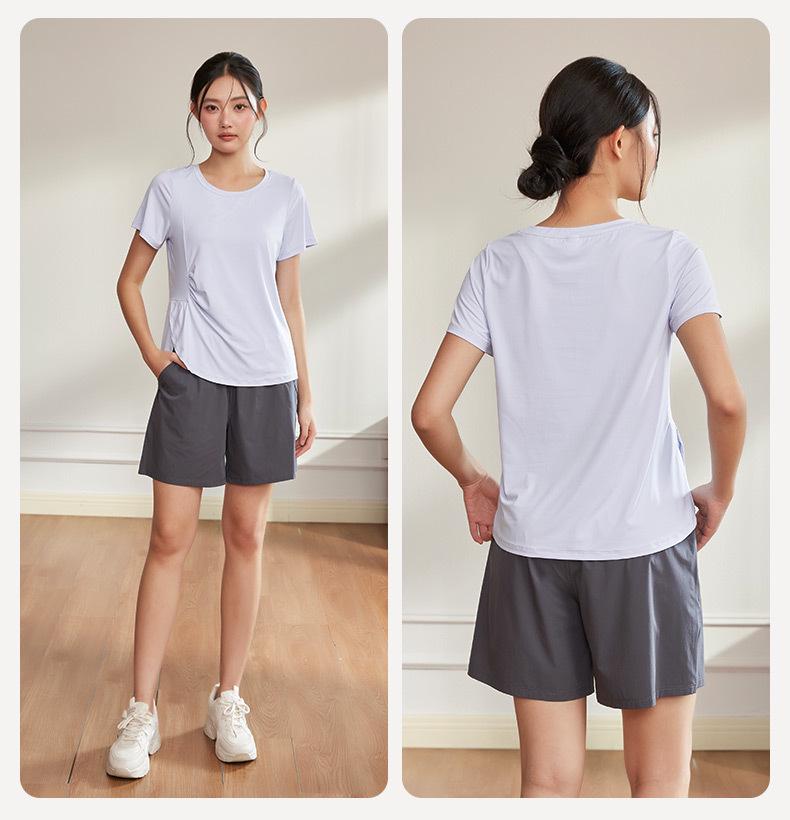 Plus Size Quick Dry Yoga T-Shirt for Women - Short Sleeve, Slimming, Skin-Friendly Fitness Cover-Up