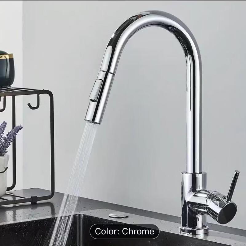 Handun Black & Gold Pull-Out Touch Kitchen Faucet