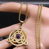 Triquetra Knot Amulet Necklaces for Women Men Silver Color Stainless Steel Religious Irish Circle Trinity Necklace Jewelry N8057
