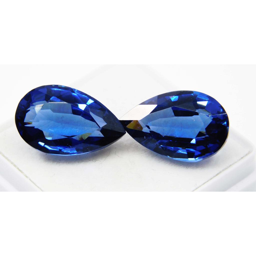 CERTIFIED 20.45 Ct Pair Natural Blue Sapphire Pear Loose Gemstone Earring Size A-1461