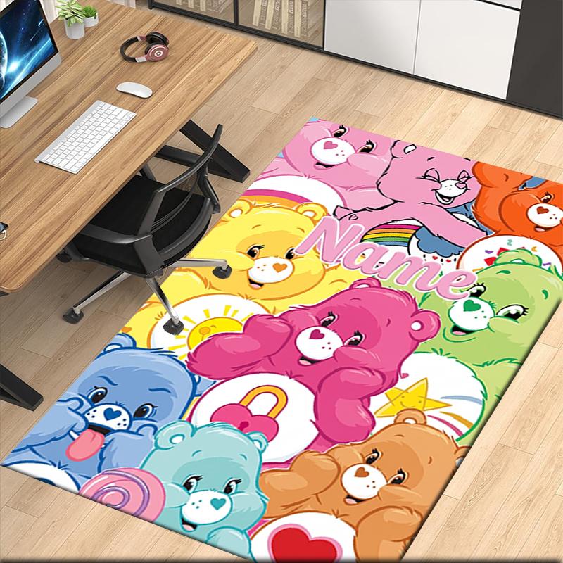 Custom Name Bear Printed Carpet Rug For Office Chair Living Room Bedroom Kitchen Room Decor Gifts