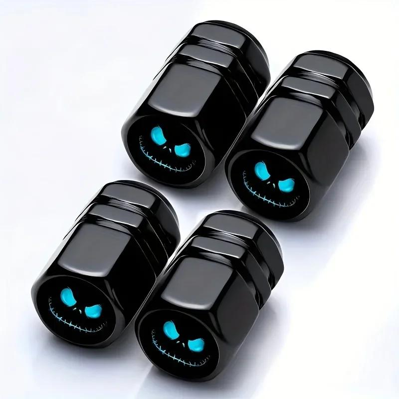 4PCS Christmas Terror Night Aluminum Alloy Valve Cover Car Valve Aluminum Decoration Bicycle Valve Core Tire Valve Decoration
