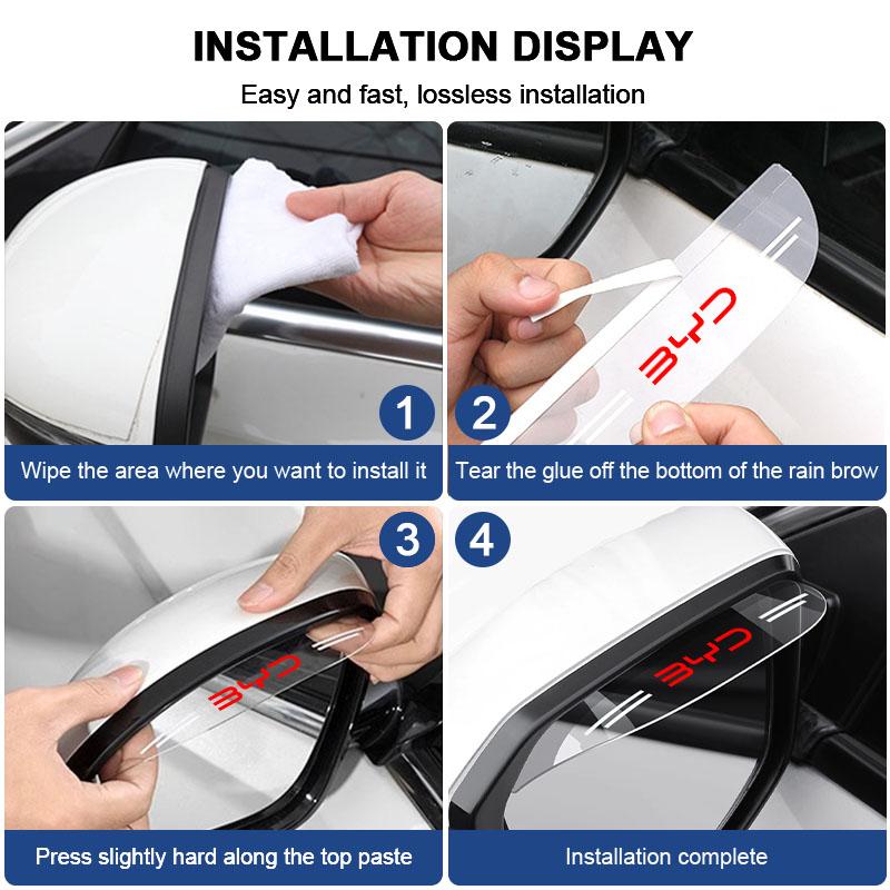 2pc Car Side Rearview Mirror Guard Cover Rain Eyebrow Covers Stickers For BYD F3 S6 F0 Tang I3 S7 G3 E5 E2 E1 E3 E9 D1 S8 E6 L3
