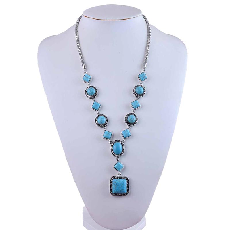 Vintage Boho Türkis Anhänger Halsketten Ethnisch Stil Perlenkette Pulloverkette Halsketten Damenschmuck Geschenke