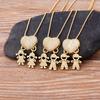 Nidin Hot Sale Son Daughter Heart Gold Plated Cubic Zirconia Family Girl Boy Pendant Necklace Chain Jewelry For Mother Gift