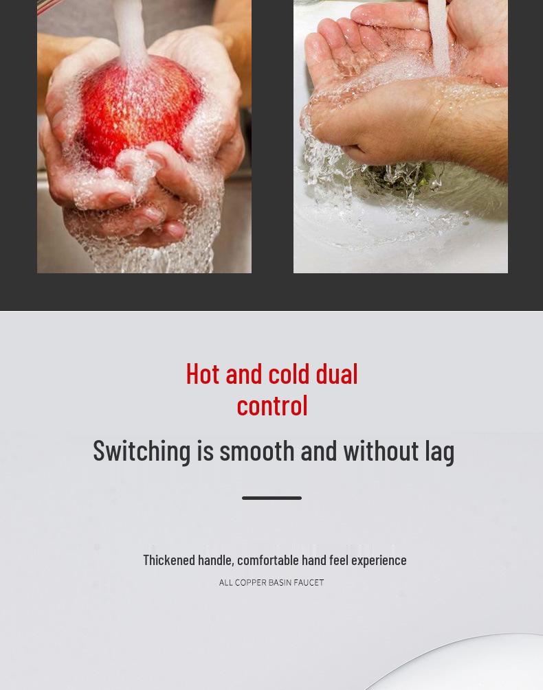 All-Copper Single Hole Hot and Cold Bathroom Countertop Basin Faucet