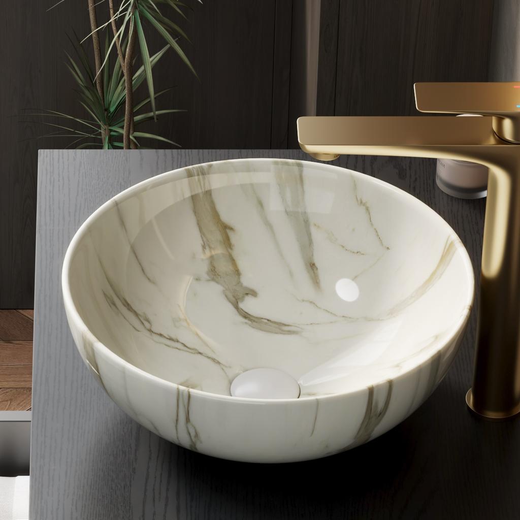 36cm Washbasin with Stone Structure, without Cabinet, without Faucet, White