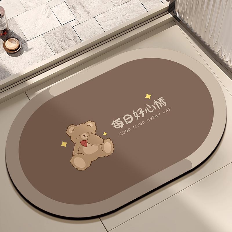 Mata podłogowa z ziemi okrzemkowej, kreskówkowa mata podłogowa do łazienki, silnie chłonna, domowa, pod drzwi toalety, antypoślizgowa mata