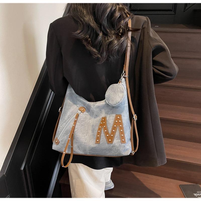 Tote bag women's large-capacity new casual versatile shoulder messenger bag multi-functional fashion backpack