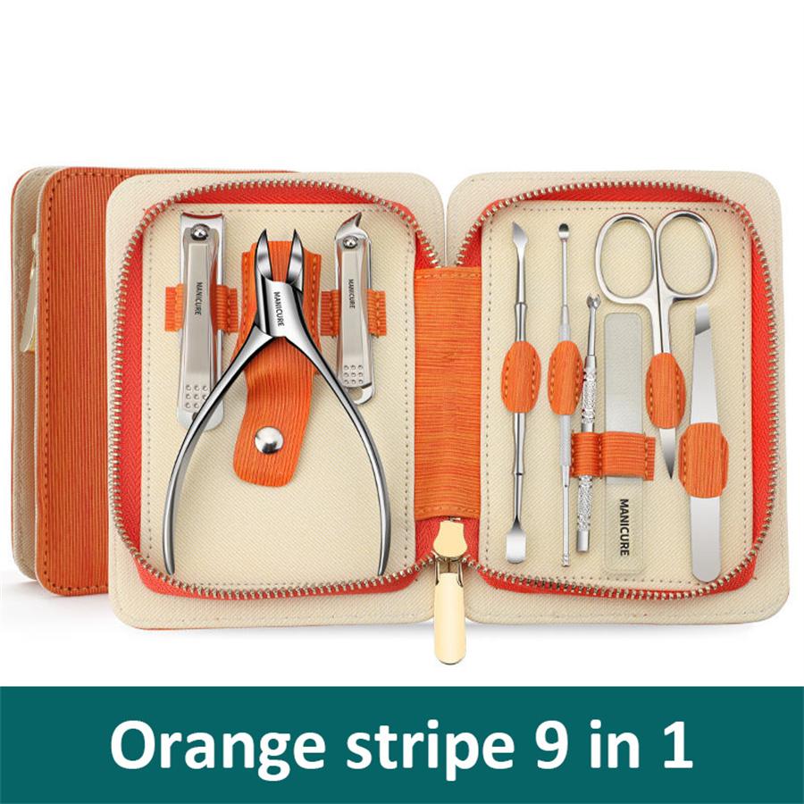 

Manicure Set Pedicure Sets Nail Clipper Stainless Steel Professional Nail Cutter Tools with Travel Case Kit помаранчевий